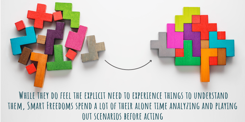 While they do feel the explicit need to experience things to understand them, Smart Freedoms spend a lot of their alone time analyzing and playing out scenarios before acting