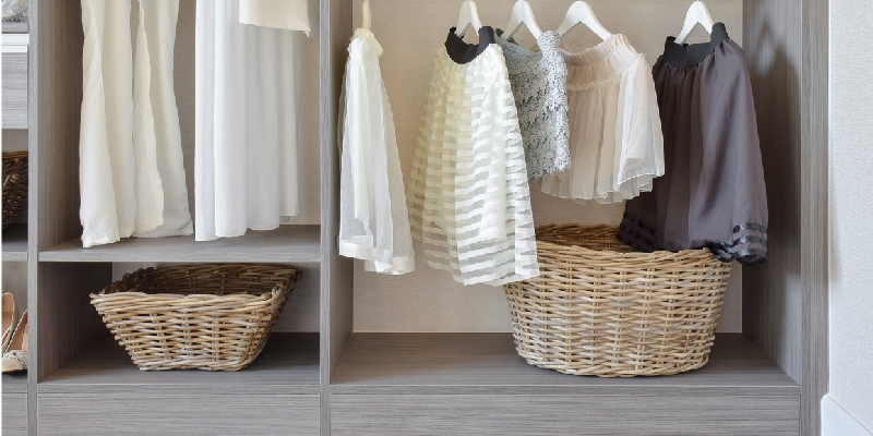 apartment closet organization: Use Baskets