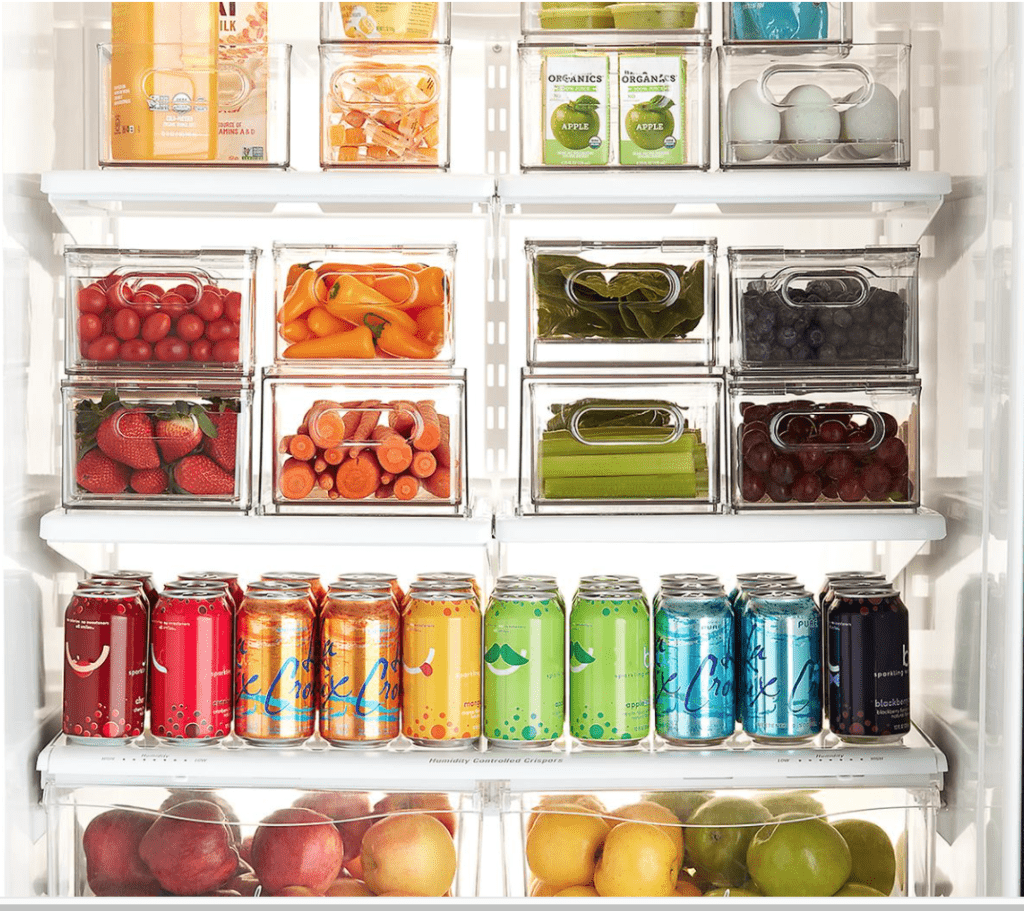 Perfect rainbow color coded fridge
